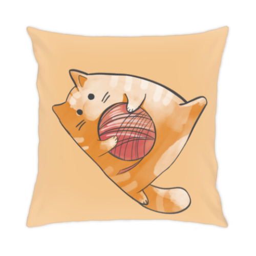 Подушка с принтом Кот Мягкот, рыжий живот!