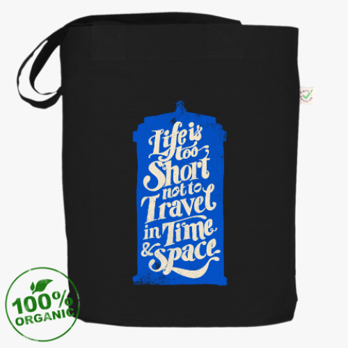 Сумка шоппер с принтом Life's too short not to travel