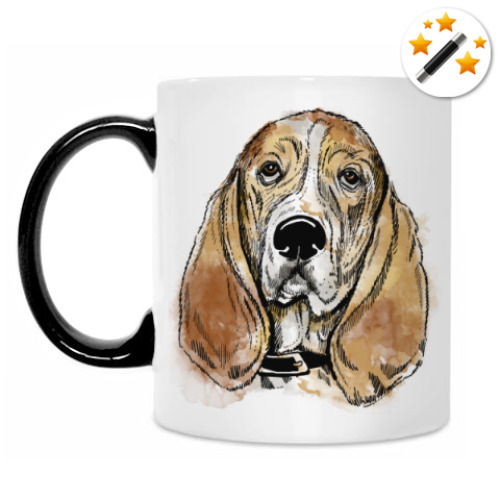 Кружка-хамелеон с принтом Собака - Бассет хаунд