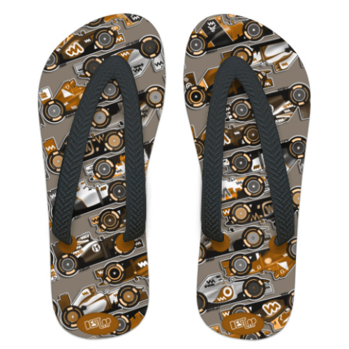 Шлепанцы (сланцы) с принтом Болиды формулы