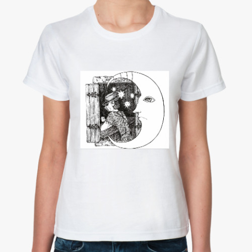 Классическая футболка с принтом Луна