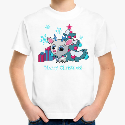 Детская футболка с принтом Рудольф