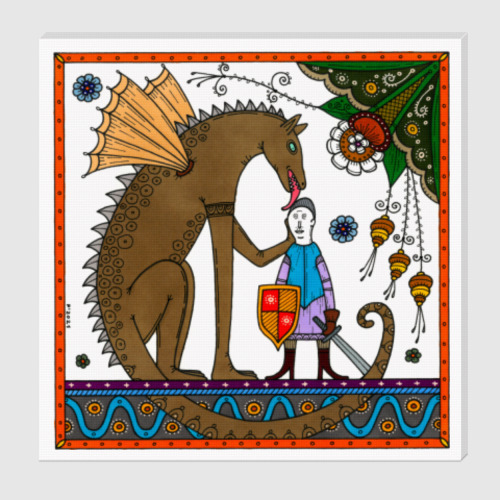 Холст с принтом Дракон, укрощающий св. Георгия