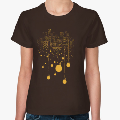 Женская футболка с принтом Огни города