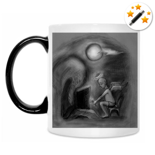 Кружка-хамелеон с принтом Хэллоуиновский рисунок