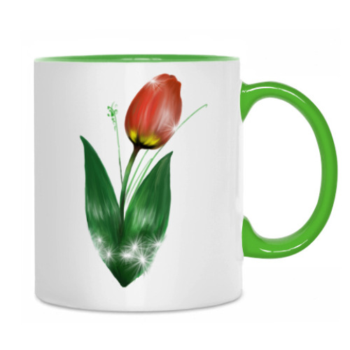Кружка с принтом Тюльпан