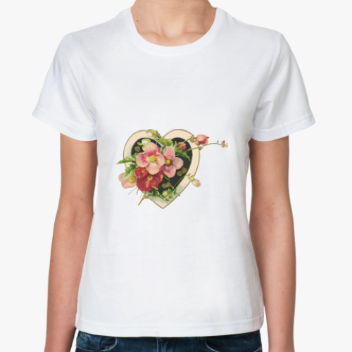 Классическая футболка с принтом   ВИНТАЖ СЕРДЦА