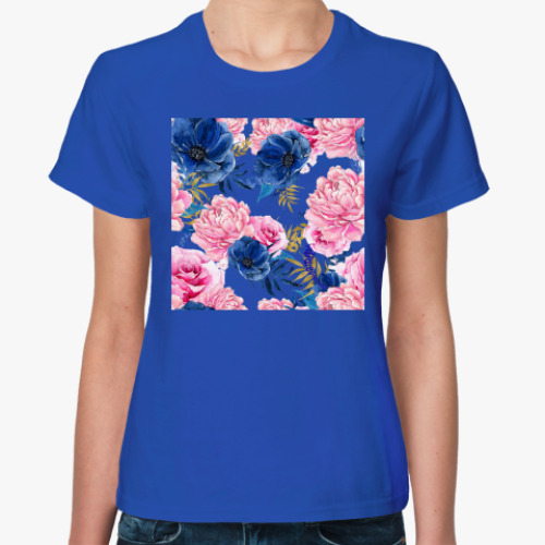 Женская футболка с принтом Акварель