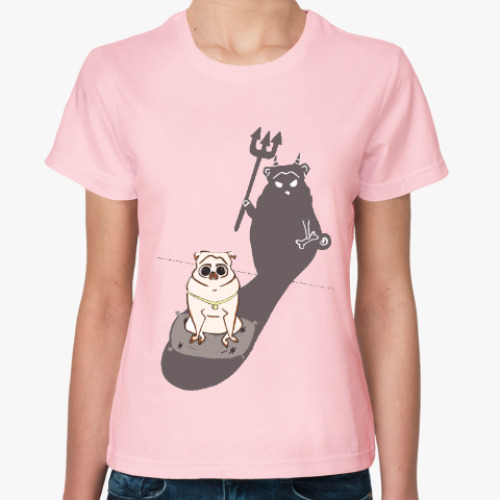 Женская футболка с принтом Мопс