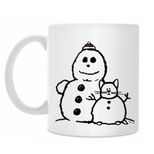 Кружка с принтом Снеговики