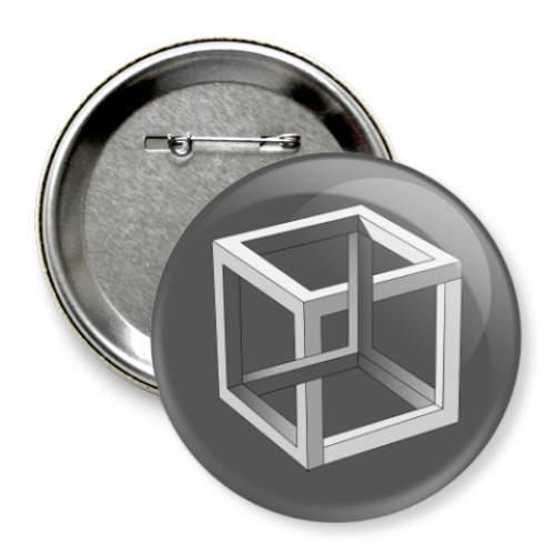 Значок 75мм с принтом Невозможный Куб 3D