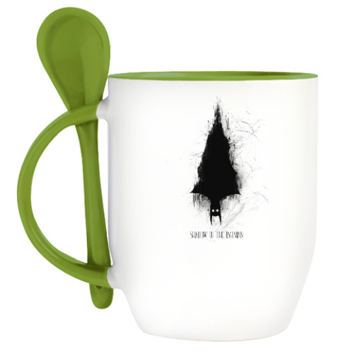 Кружка с ложкой с принтом Герой-монстр