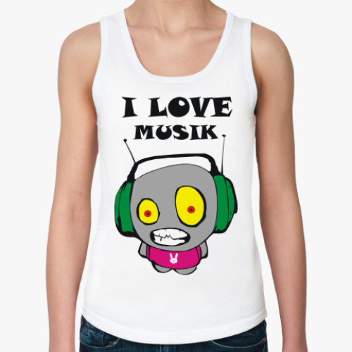Женская майка с принтом I love musik