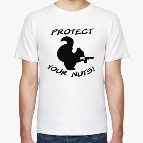 Футболка с принтом  Защити свои орешки
