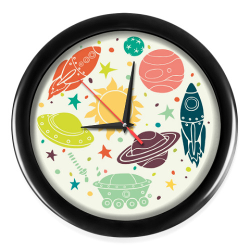 Настенные часы с принтом Космос