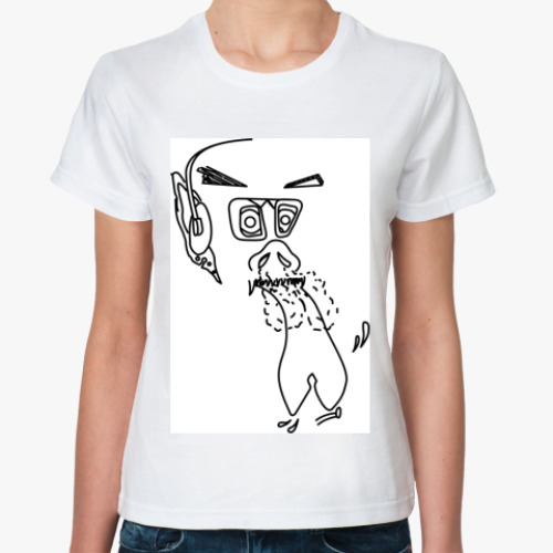 Классическая футболка с принтом Жесть с ушами