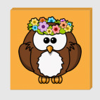 Холст 40 х 40 см Сова с цветами