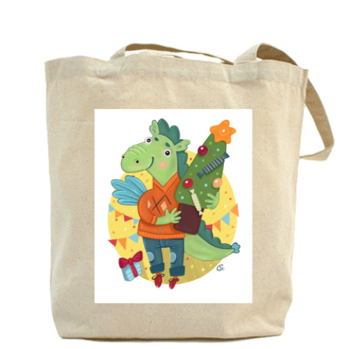 Сумка шоппер с принтом Дракончик