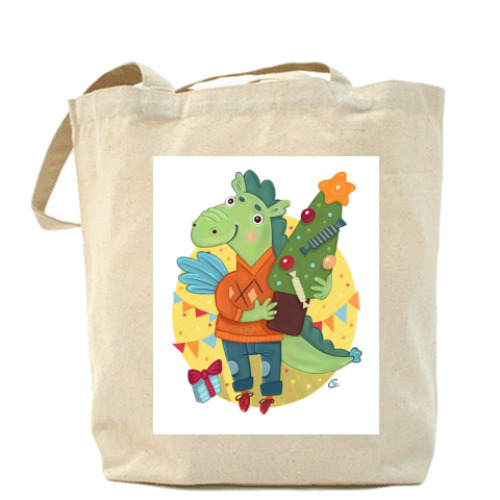 Сумка шоппер с принтом Дракончик