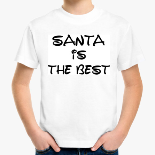 Детская футболка с принтом Надпись Santa is the best