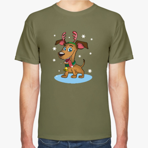 Футболка с принтом Новогодний пес