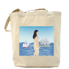 девушка-гигант в море