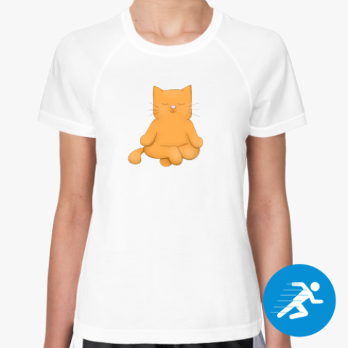 Женская спортивная футболка с принтом Йога Кот