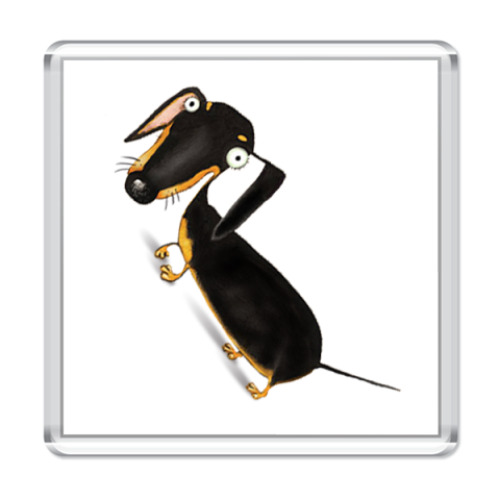 Магнит с принтом  Такса Черная