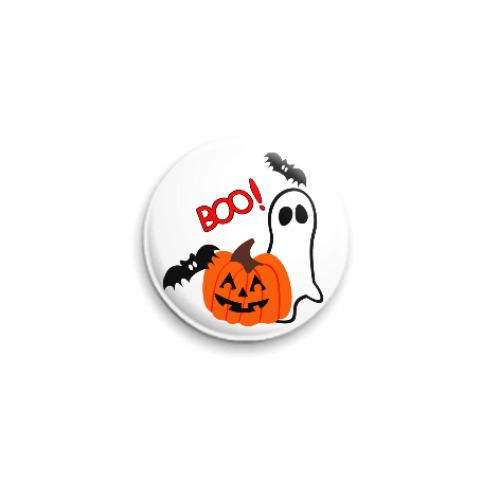 Значок 25мм с принтом Halloween BOO!!!