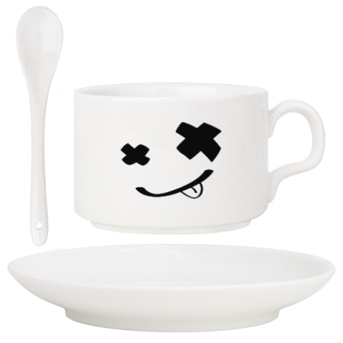 Кофейный набор с принтом Смайлик (smile) nirvana