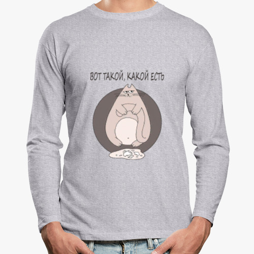 Лонгслив с принтом Прикольный котик