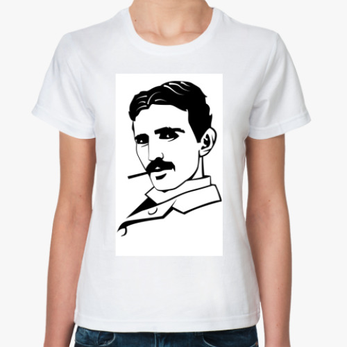 Классическая футболка с принтом Nikola Tesla