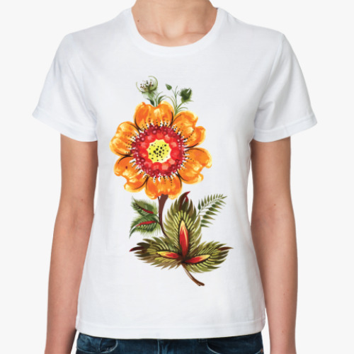 Классическая футболка с принтом Цветы