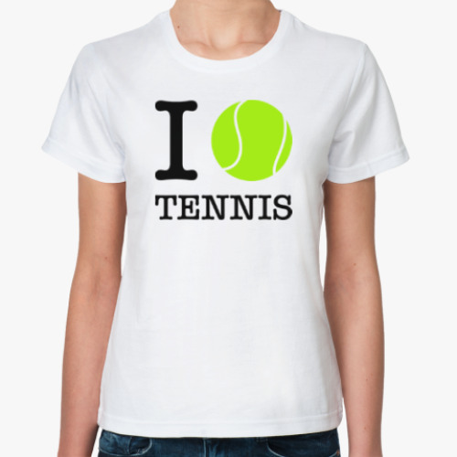 Классическая футболка с принтом I love tennis