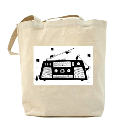 Сумка шоппер с принтом Радио