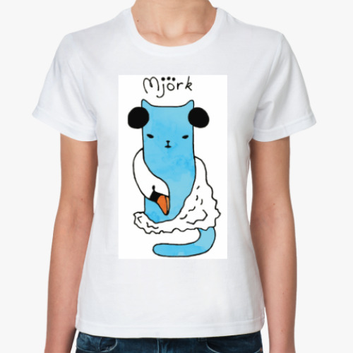 Классическая футболка с принтом Mjork из серии 'Music cats'