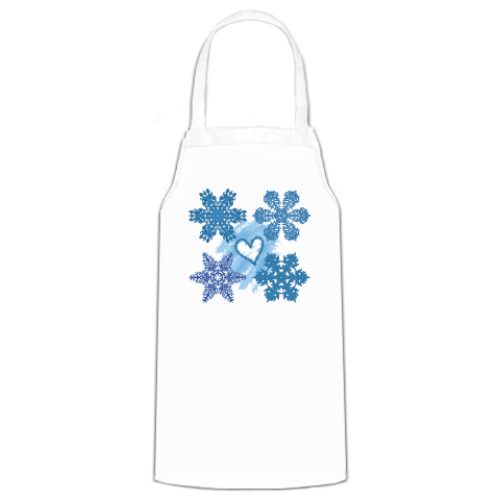 Фартук с принтом Влюбленные снежинки