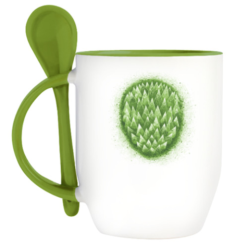 Кружка с ложкой с принтом развитие / рост / процветание