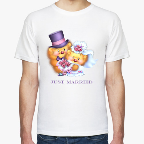 Футболка с принтом Молодожены-ежики
