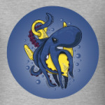 Морское чудовище осьминог обвивший якорь под водой