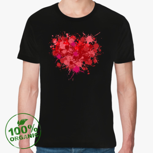 Футболка из органик-хлопка с принтом Сердце из брызг краски