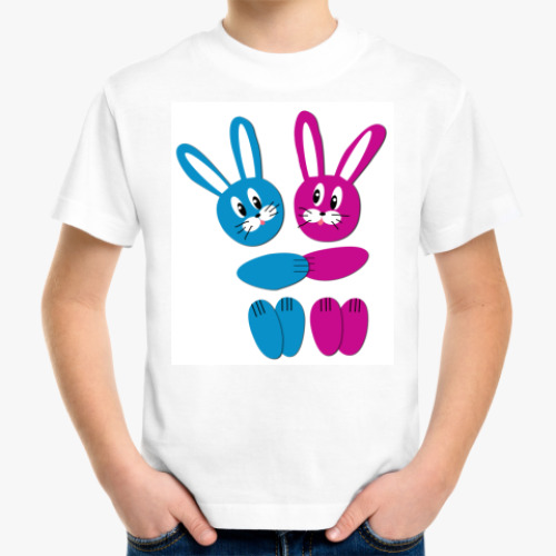 Детская футболка с принтом Зайчики