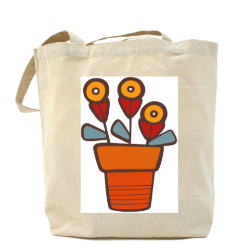 Сумка шоппер с принтом Цветы