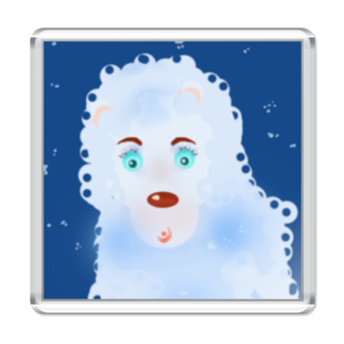 Магнит с принтом Овечка. Задумалась.