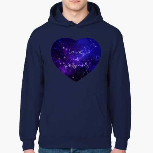 Толстовка худи с принтом Любовь - это космос, сердце