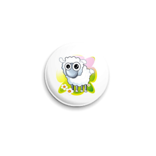 Значок 25мм с принтом  'Овечка'