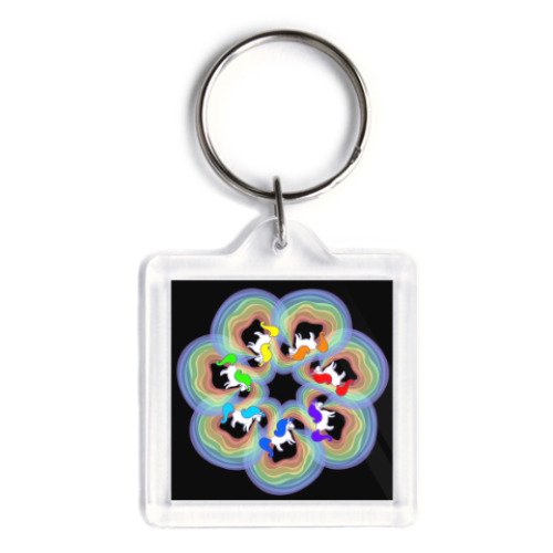 Брелок с принтом Единороги и радуга