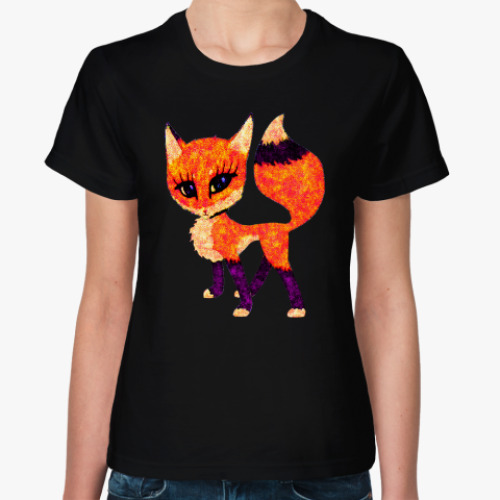 Женская футболка с принтом Рыжая лисичка