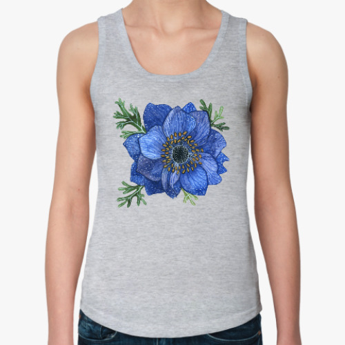 Женская майка с принтом Синий цветок анемоны