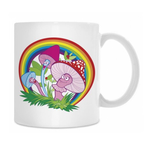 Кружка с принтом Веселые грибочки